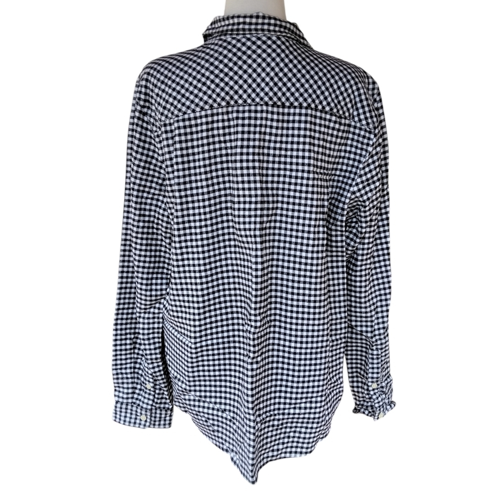 J. Crew Black & White Gingham 1/2 Zip 100% Cotton Shacket Pockets Size Large - Picture 7 of 10